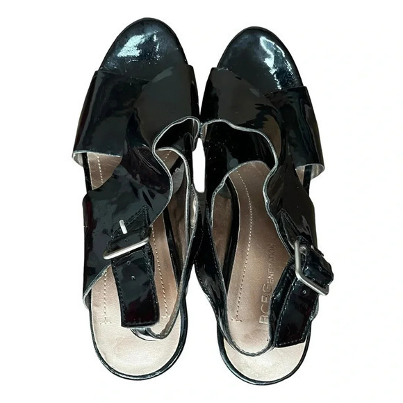 BCBG GENERATION BLACK PATENT LEATHER WEDGE WOMEN'S SIZE 8 - Picture 5 of 13